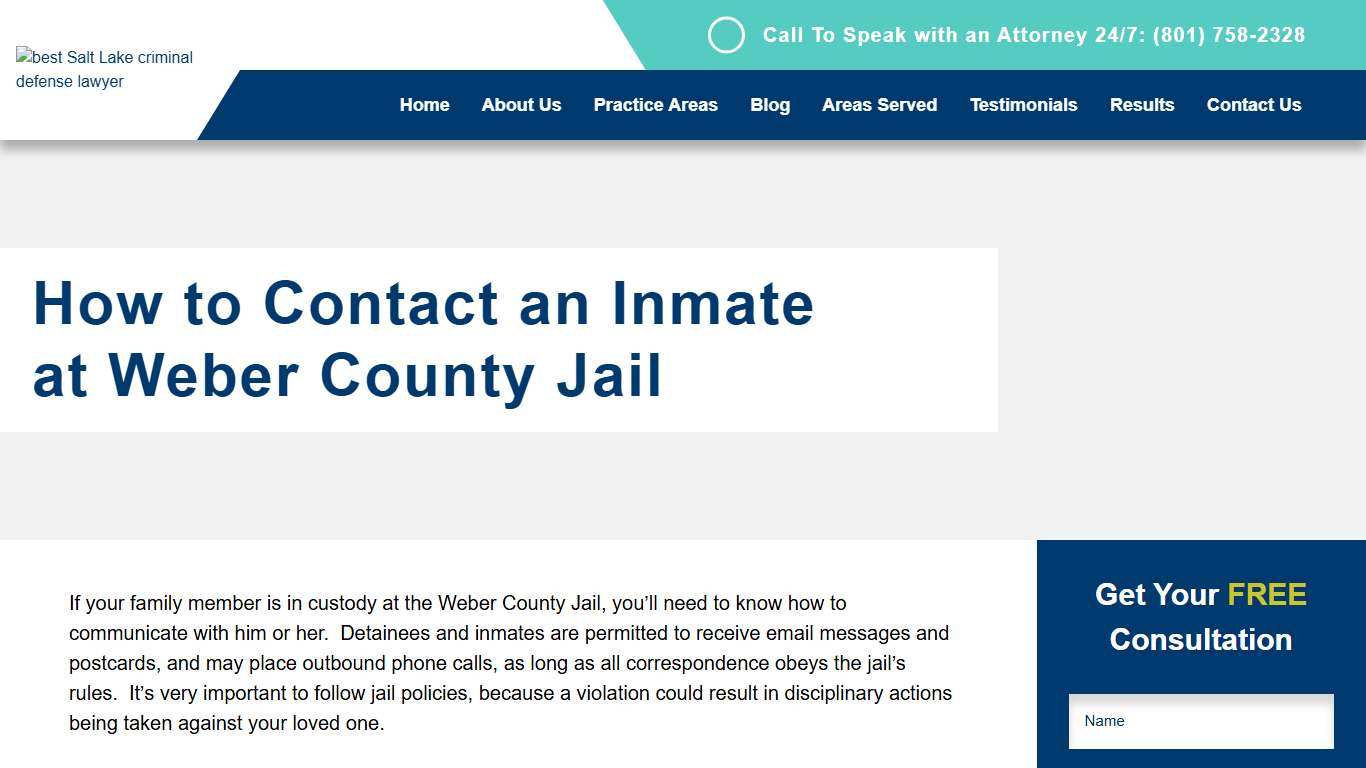 How to Contact an Inmate at Weber County Jail